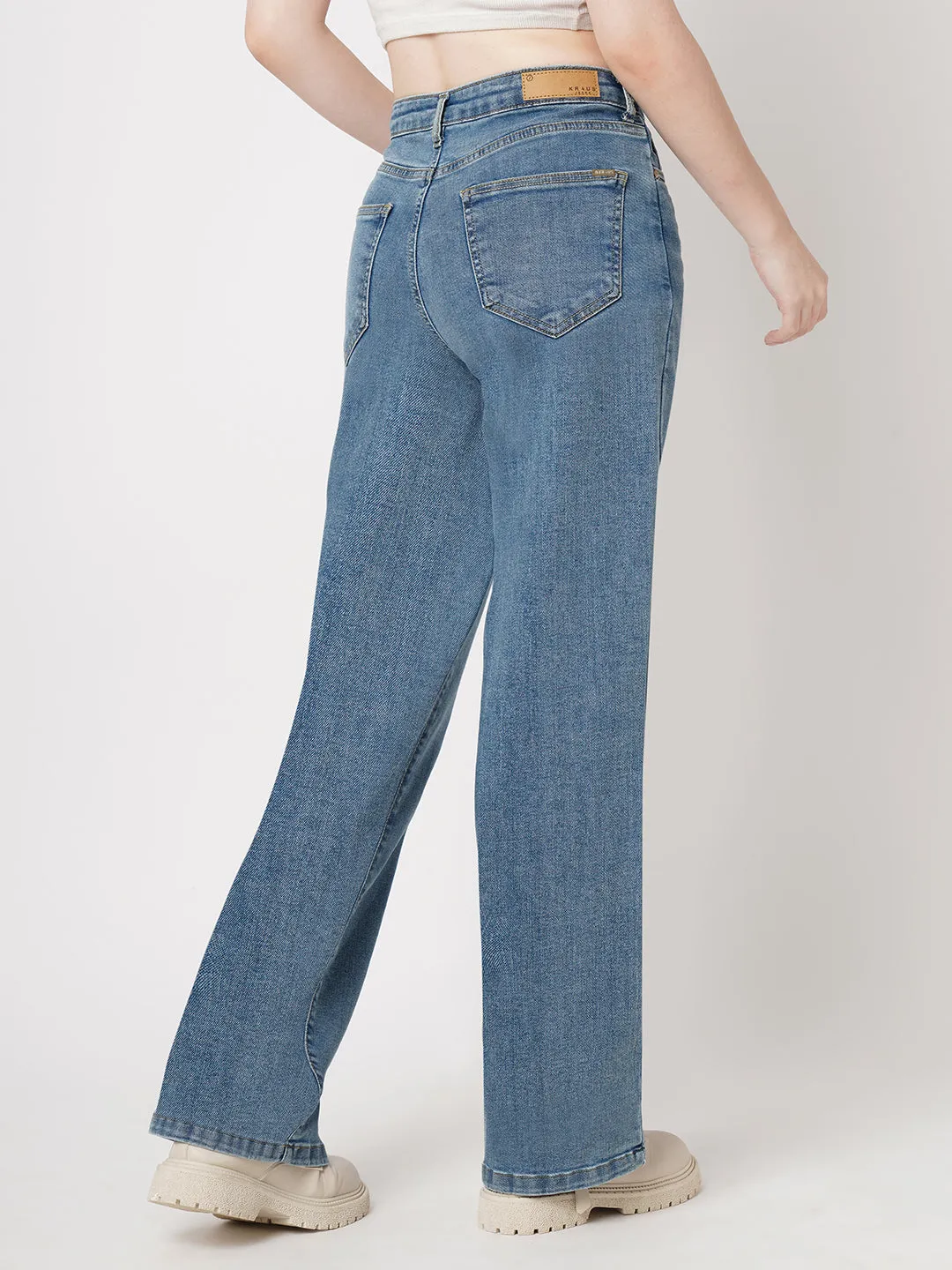 Women Blue High-Rise Slim Straight Fit Jeans