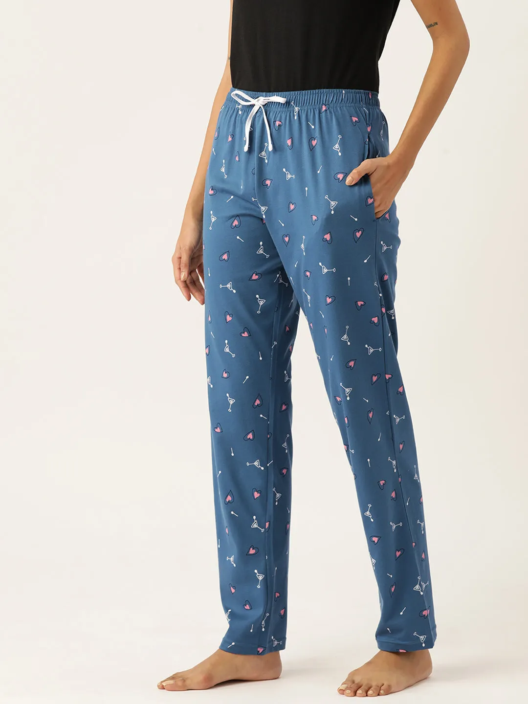 Women's Printed Cotton Blue Lounge Pants | LDLW-2329-1 |