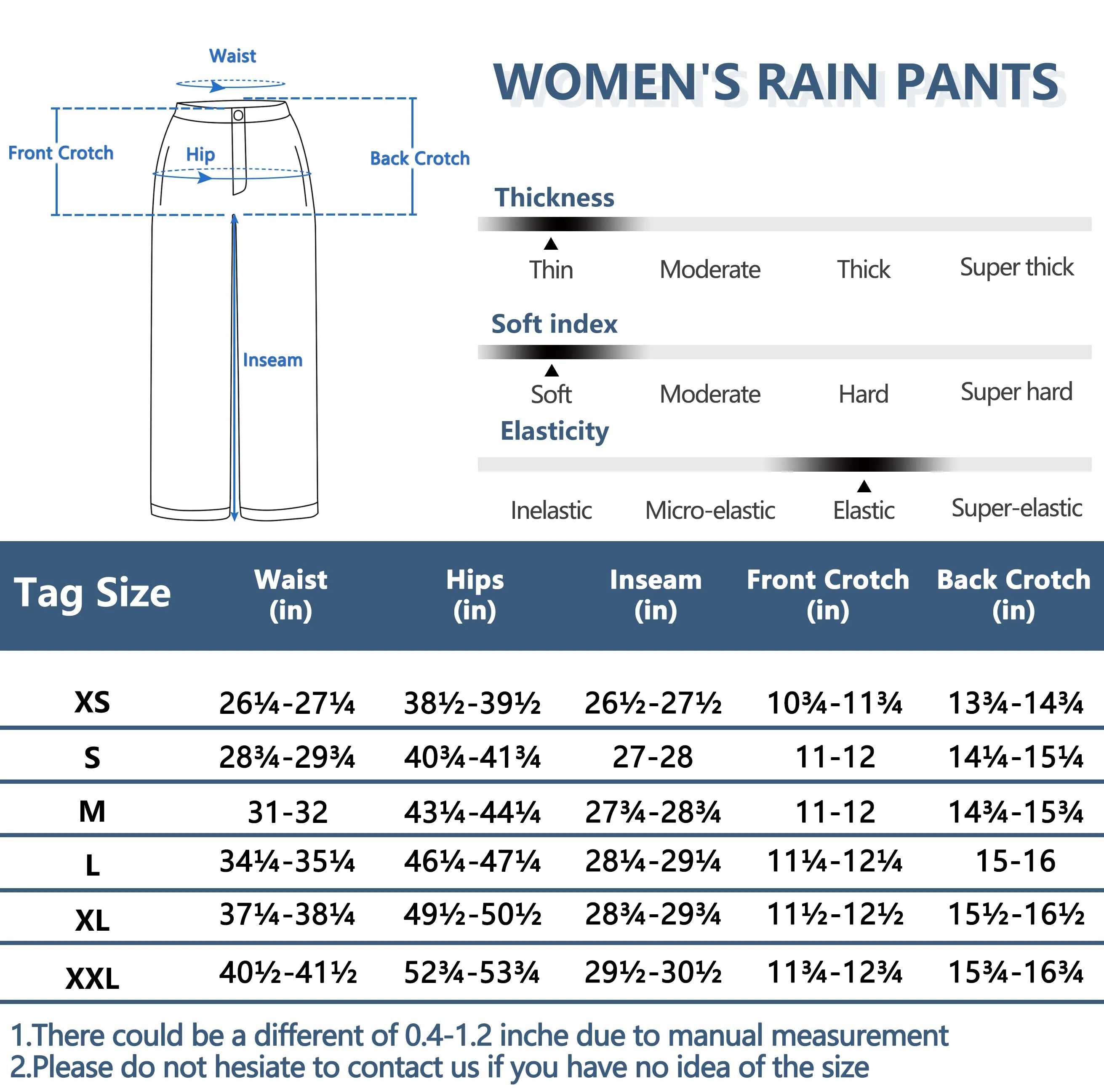 Women's Waterproof Lightweight Rain Pants